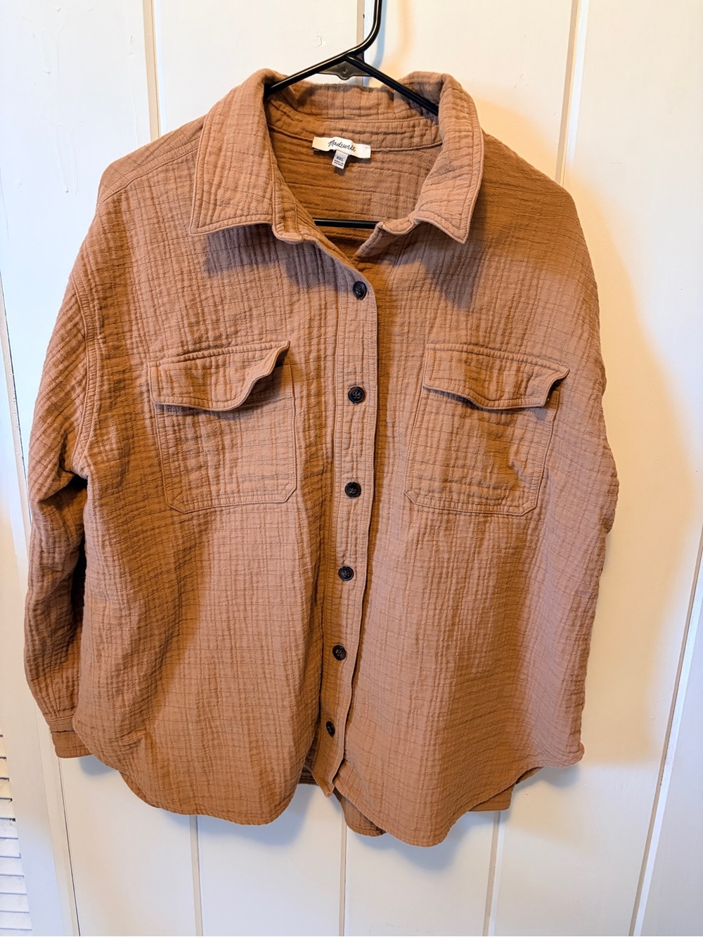 Madewell Textured Button-Up Shirt Jacket in Rust